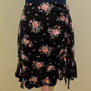Black Rose Print Skirt